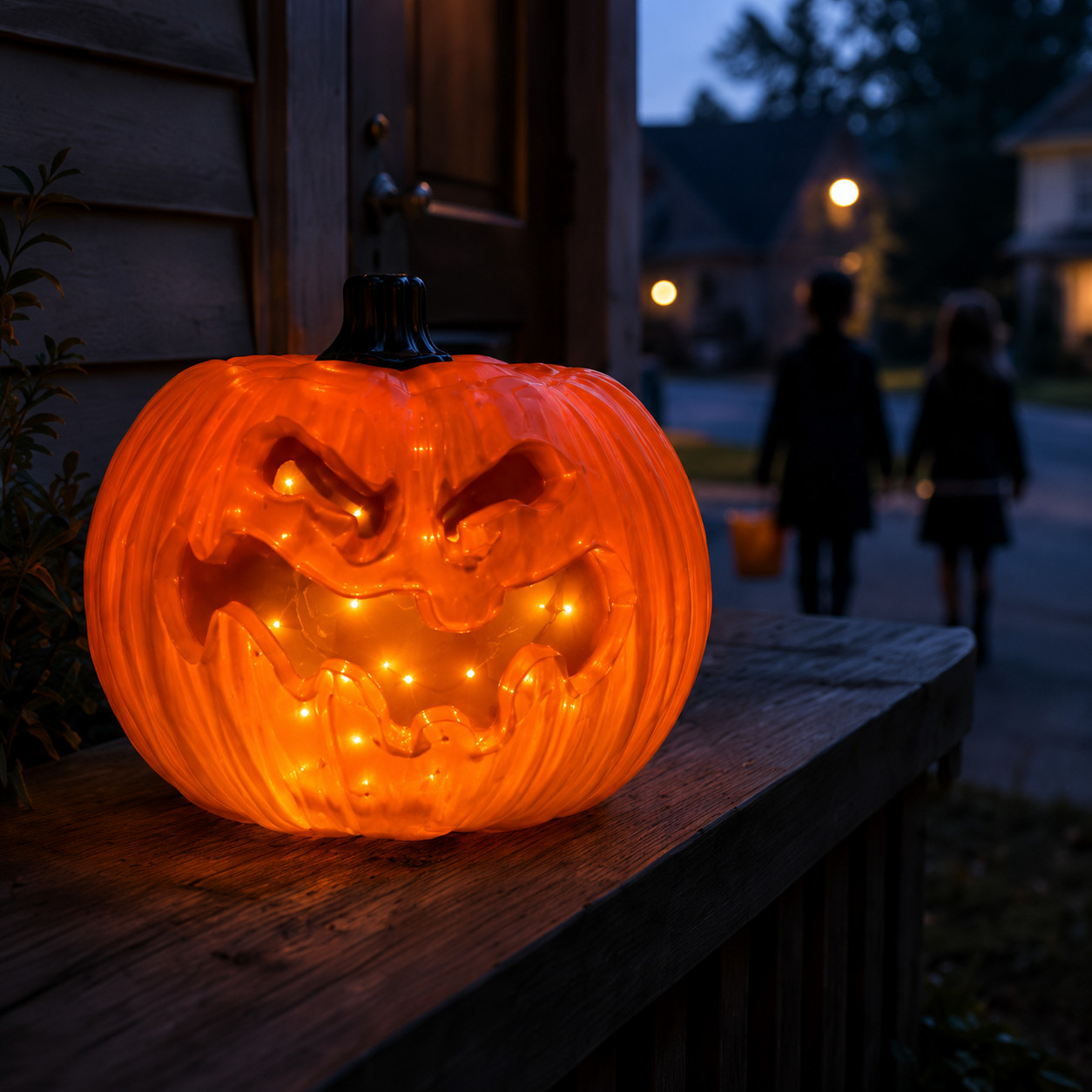 Illuminated Gizato Super Spooky jack-o-lantern pumpkin vessel
